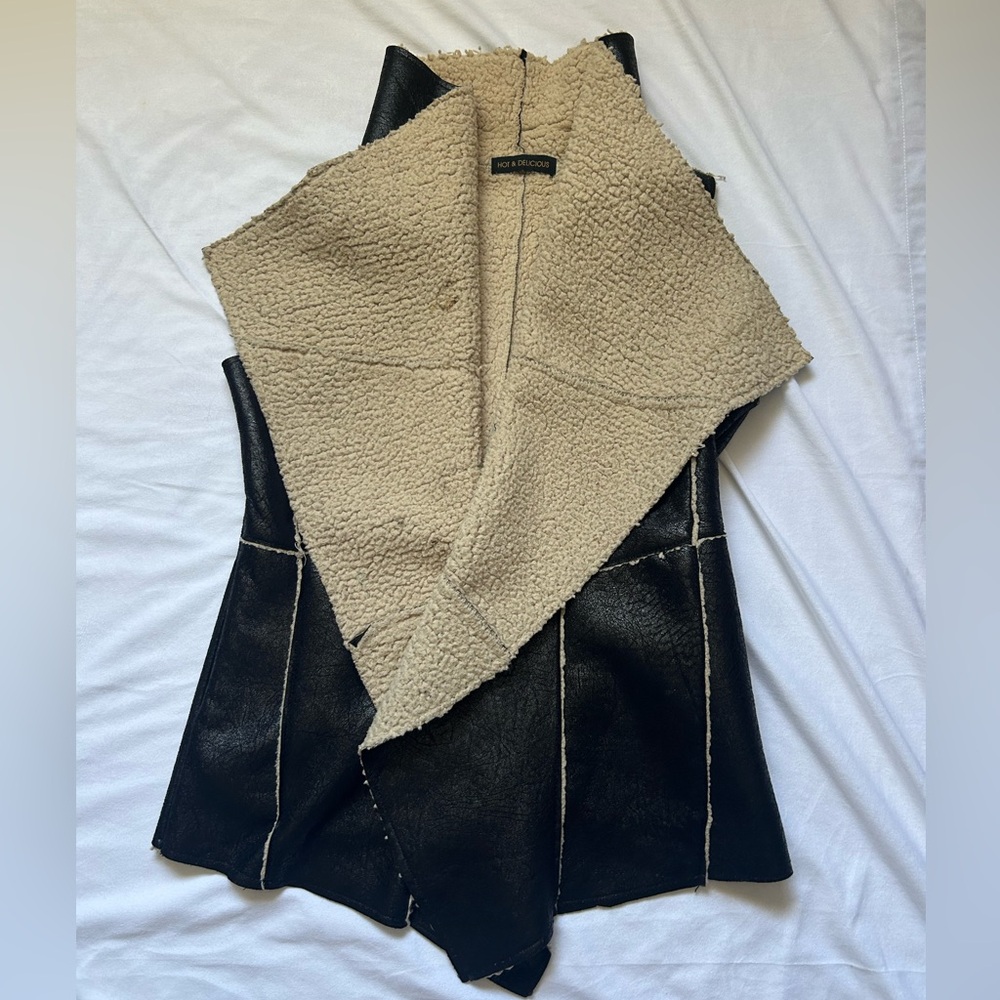 Hot & Delicious Black and Cream Teddy Jacket Vest